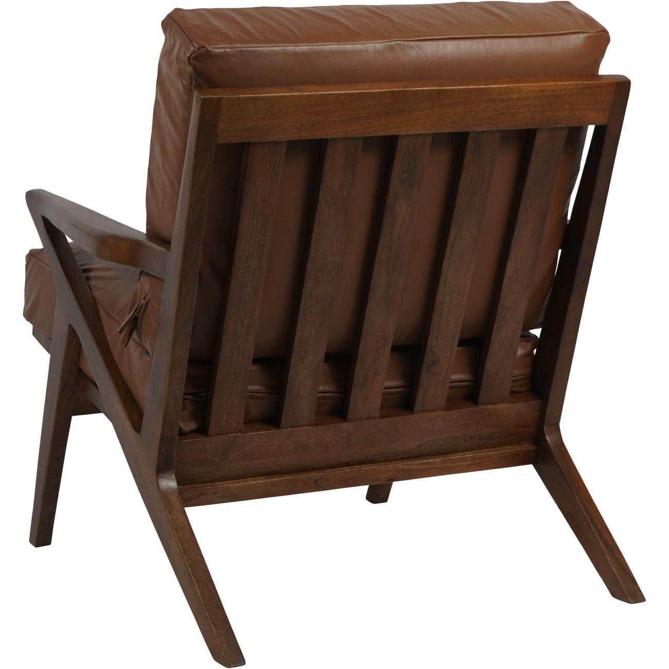 Atherton Brown Leather & Mango Wood Armchair
